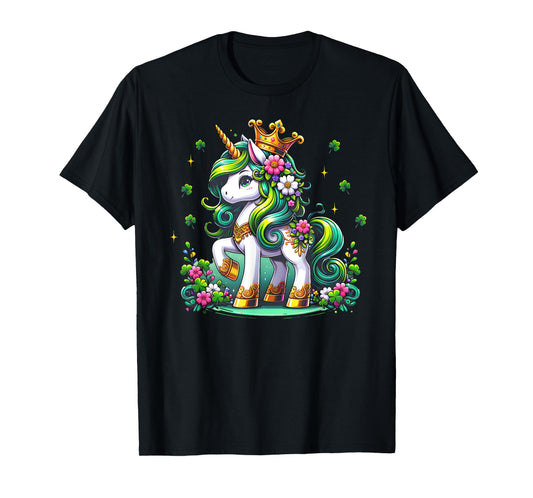 Cute Unicorn Shamrock St Patricks Day Girls Kids Lepricorn T-Shirt