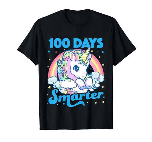 Kids 100 Days Smarter Unicorn Girls Teacher 100th Day of School T-Shirt