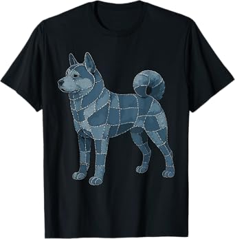 Akita Patchwork Denim Shirt Women, Cute Akita Dog Mom T-Shirt