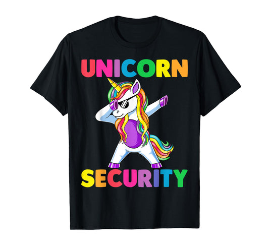 Halloween Dad Mom Daughter Adult Costume, Unicorn Security T-Shirt