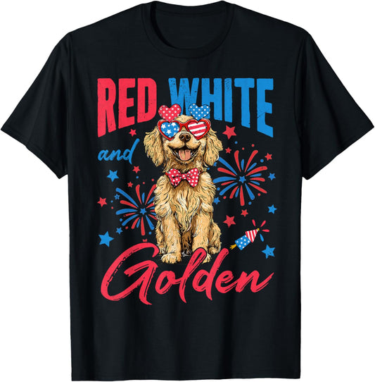 Goldendoodle Coquette Bow USA Flag Patriotic 4th of July Men T-Shirt