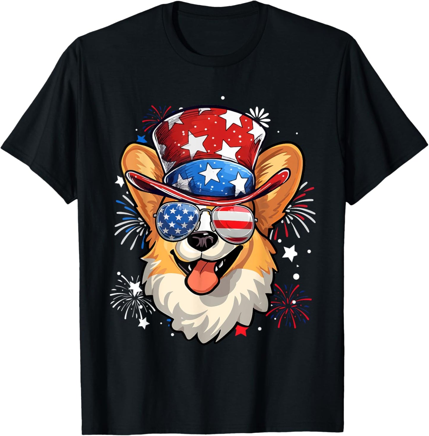 Pembroke Welsh Corgi Patriotic USA Flag 4th Of July Dog T-Shirt