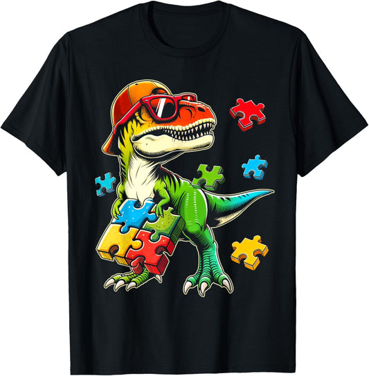 Autism Awareness Shirt Kids Toddler Dinosaur Autistic Boys T-Shirt
