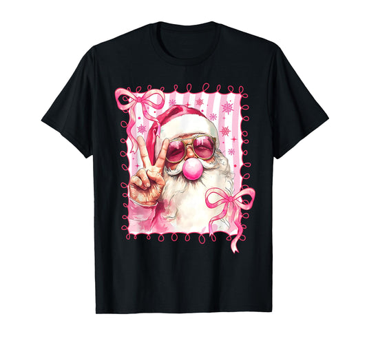 Santa Claus Sunglasses Coquette Bow Christmas Xmas Holiday T-Shirt