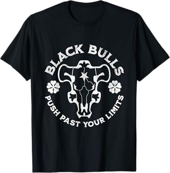 Distressed Black Anime Clover Black Bulls Limits T-Shirt