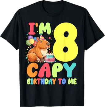 I'm 8 Year Old Capy Birthday To Me 8th Birthday Capybara T-Shirt