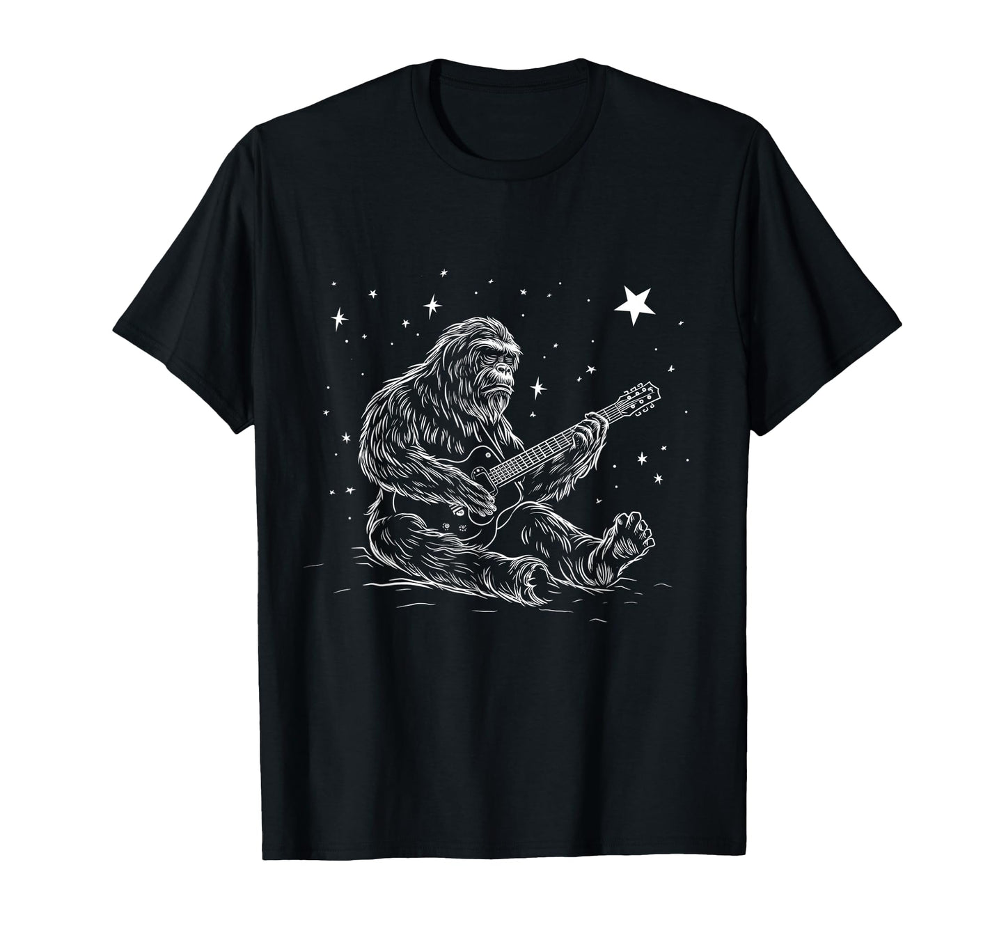Bigfoot Playing Guitar Player Funny Sasquatch Guitarist T-Shirt
