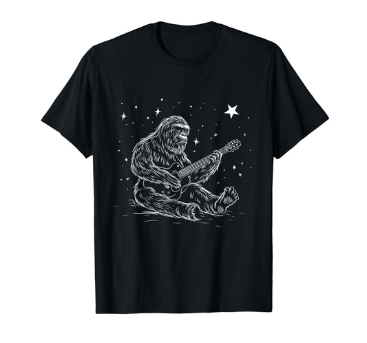 Bigfoot Playing Guitar Player Funny Sasquatch Guitarist T-Shirt