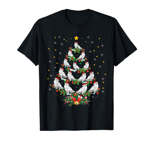 Snowy Owl Bird Lover Xmas Gift Snowy Owl Christmas Tree T-Shirt