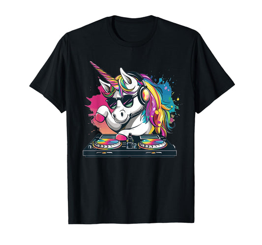 Cartoon Unicorn DJ T-Shirt