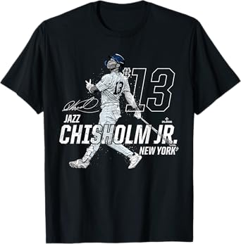 Dynamic Pose Jazz Chisholm Jr New York Baseball MLBPA T-Shirt