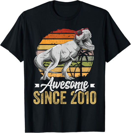 Awesome Since 2010 15 Years Old 15th Birthday Trex Dinosaur T-Shirt