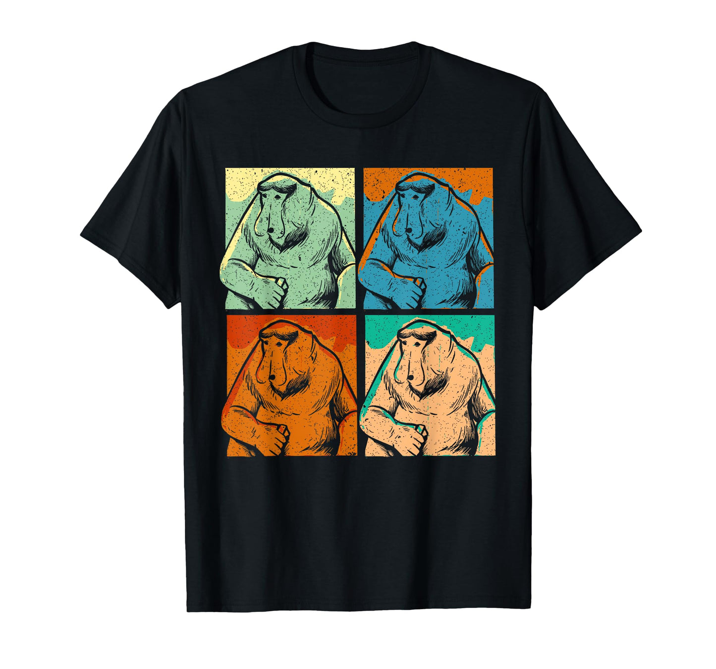 Retro Proboscis Monkey Ape Wildlife Zookeeper T-Shirt