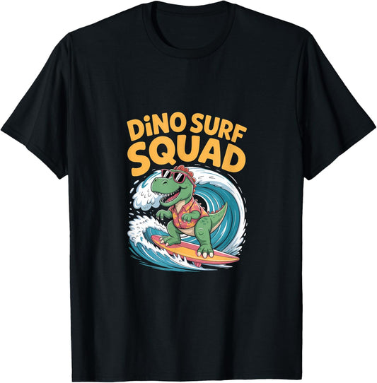 Dino Surf Squad – Funny Surfing Dinosaur Summer Vibes T-Shirt