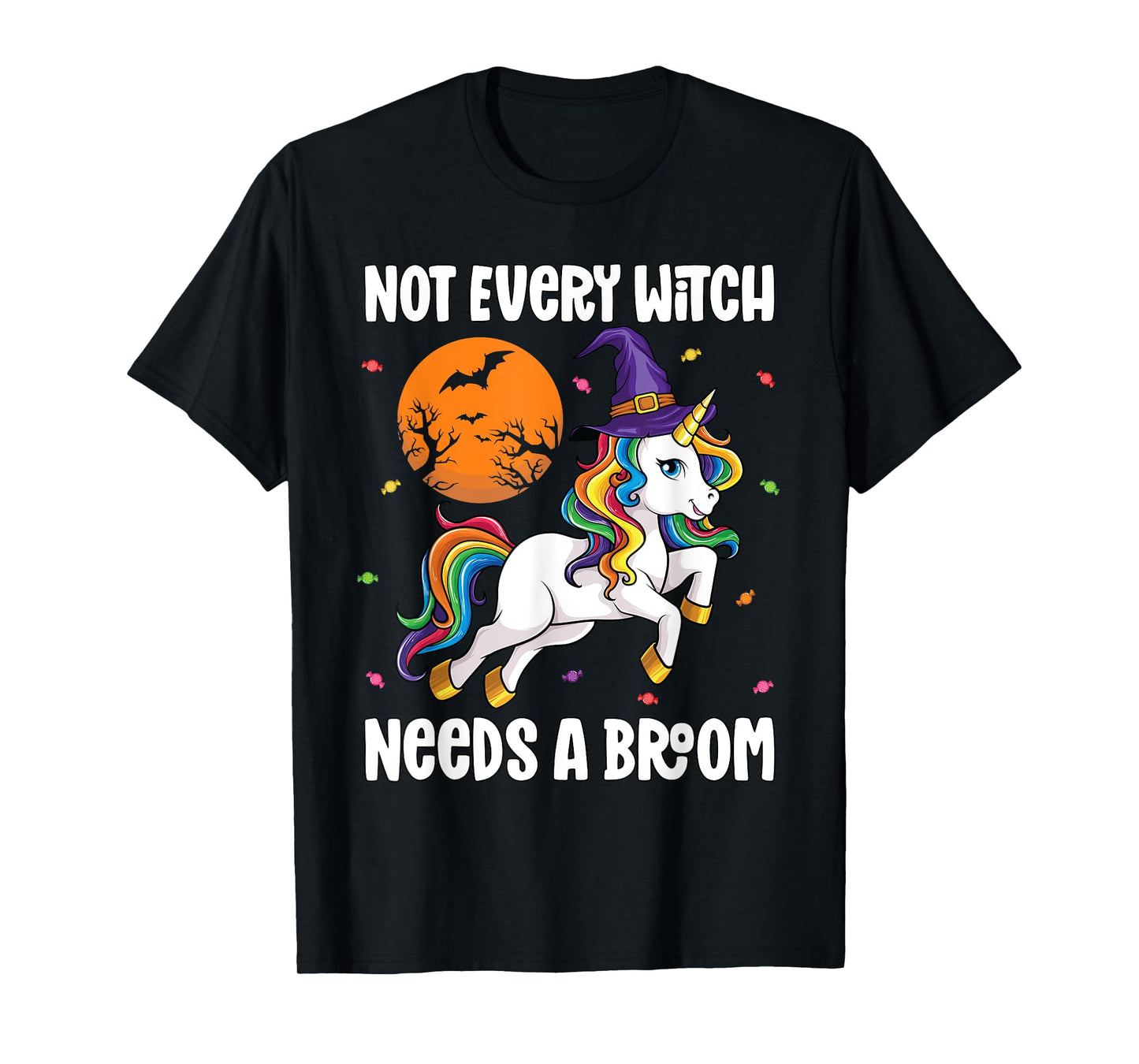 Halloween Unicorn Shirt Girls Women Witchy Unicorn Halloween T-Shirt