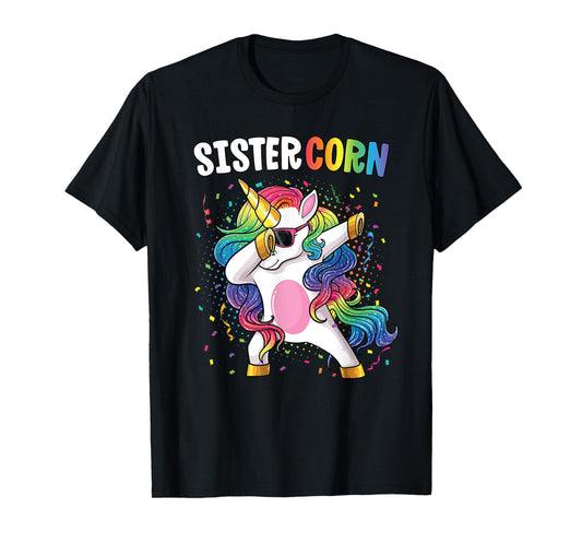 Sistercorn Girls Shirt Unicorn Birthday Dabbing Sister T-Shirt