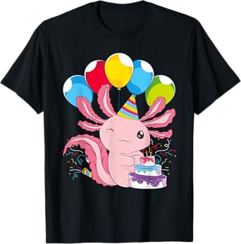 Kids Birthday Party Cake Pet Animal Amphibian Axolotl T-Shirt