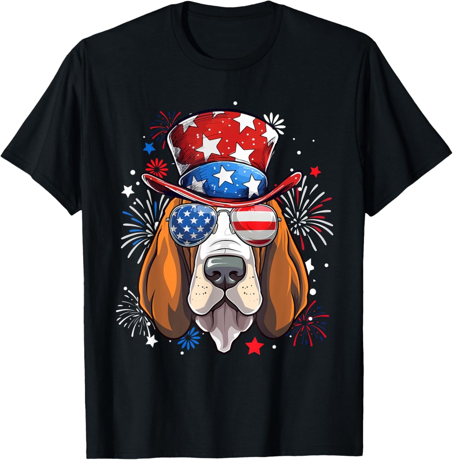 Basset Hound Patriotic USA Flag 4th Of July Dog Lover T-Shirt