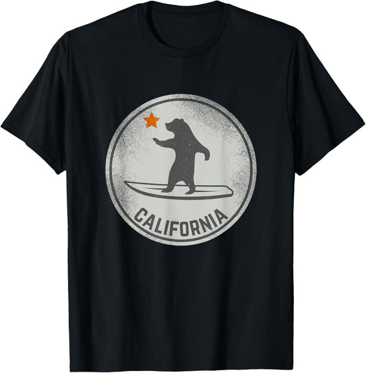 California Bear Surfing Shirt - California State Flag Cali T-Shirt