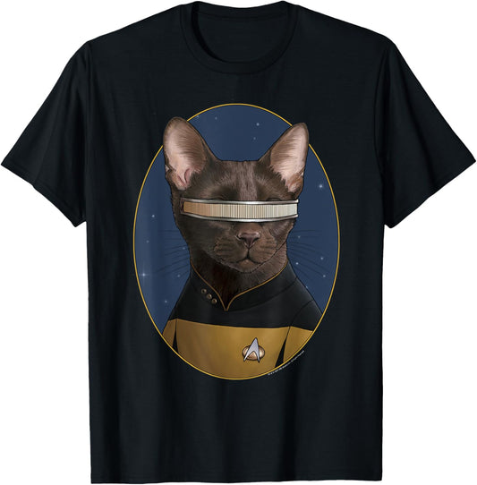 Star Trek: The Next Generation Geordi La Forge Cat Portrait T-Shirt