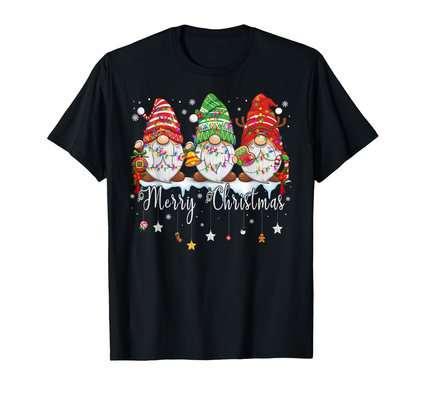 Cute Gnomes Merry Christmas Light Family Gnome Xmas Matching T-Shirt