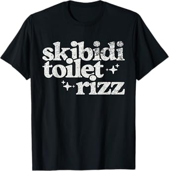 Oxygen Bandit Men's Skibidi Toilet Rizz Meme T-Shirt, Black, Small