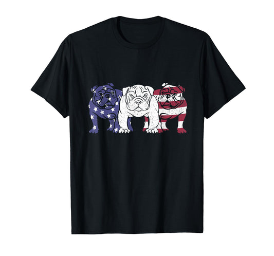Unique English Bulldog Dog American Flag Retro Puppy Lover T-Shirt