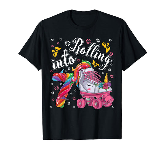 Roller Girl 7 year old Unicorn Rolling skate 7th birthday T-Shirt