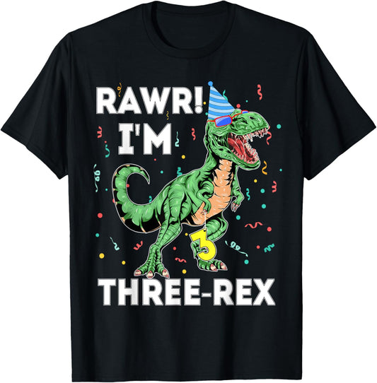 Kids Rawr I'm 3 Three Rex dinosaur 3rd birthday Kids girl T-Shirt