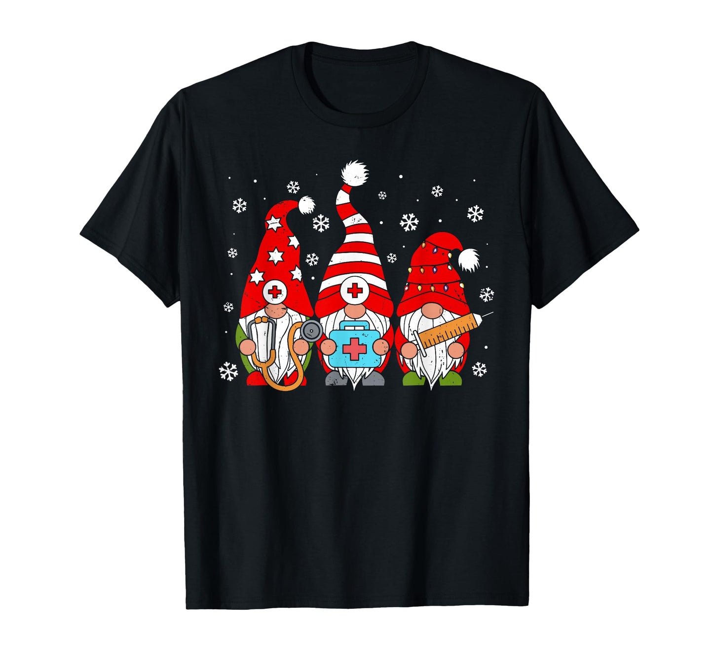 Nurse Christmas Gnomes Xmas Scrub Top ER Rn Nursing Gnomies T-Shirt