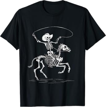 Halloween Cowboy Horse Skeleton Costume T-Shirt