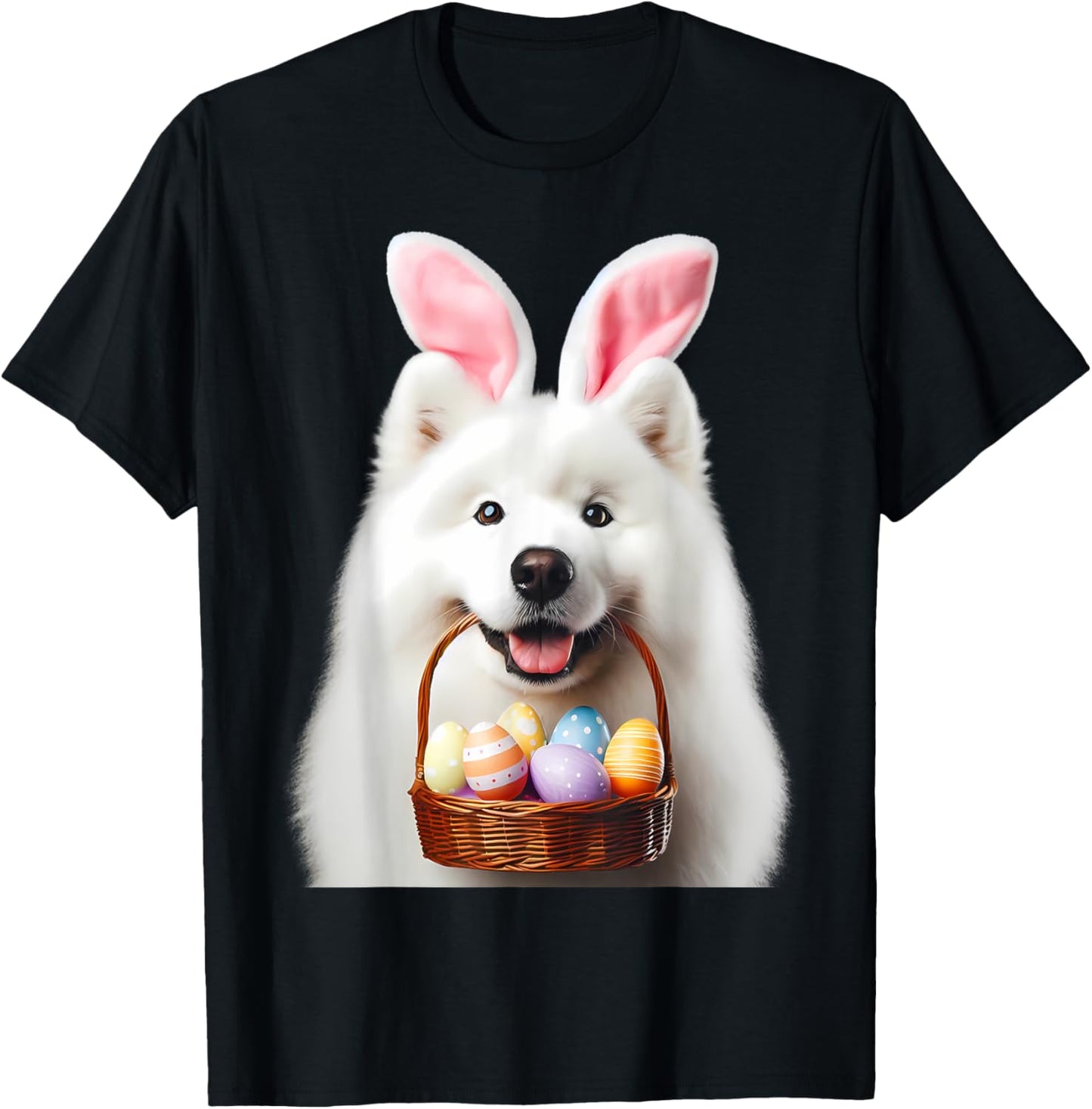 Cute Bunny Ear Samoyed Dog Easter Eggs Owner Lover Mom Dad T-Shirt
