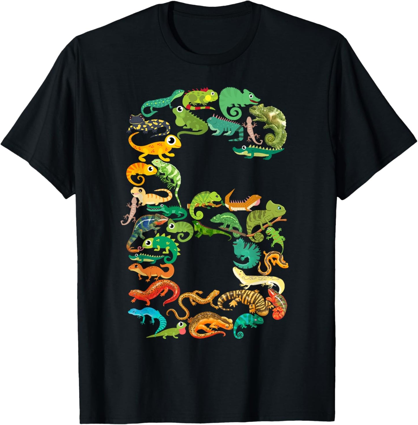 Kids 6th Birthday Reptiles Lizards Theme 6 Year Old Boys T-Shirt