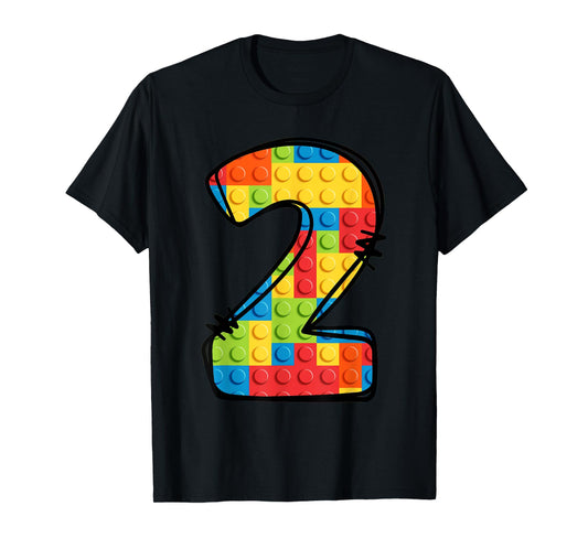 2 Year Old Blocks Building Master Builder 2nd Birthday T-Shirt
