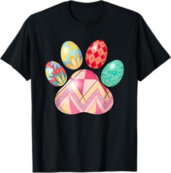 Egg Paw Print Dog Owner Lover Happy Easter T-Shirt for Men Women Kids