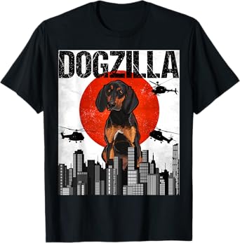 Funny Vintage Japanese Dogzilla Black and Tan Coonhound T-Shirt