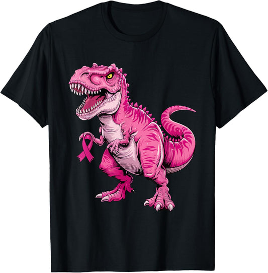 Dinosaur Breast Cancer Awareness Pink Ribbon For Kids Boys T-Shirt