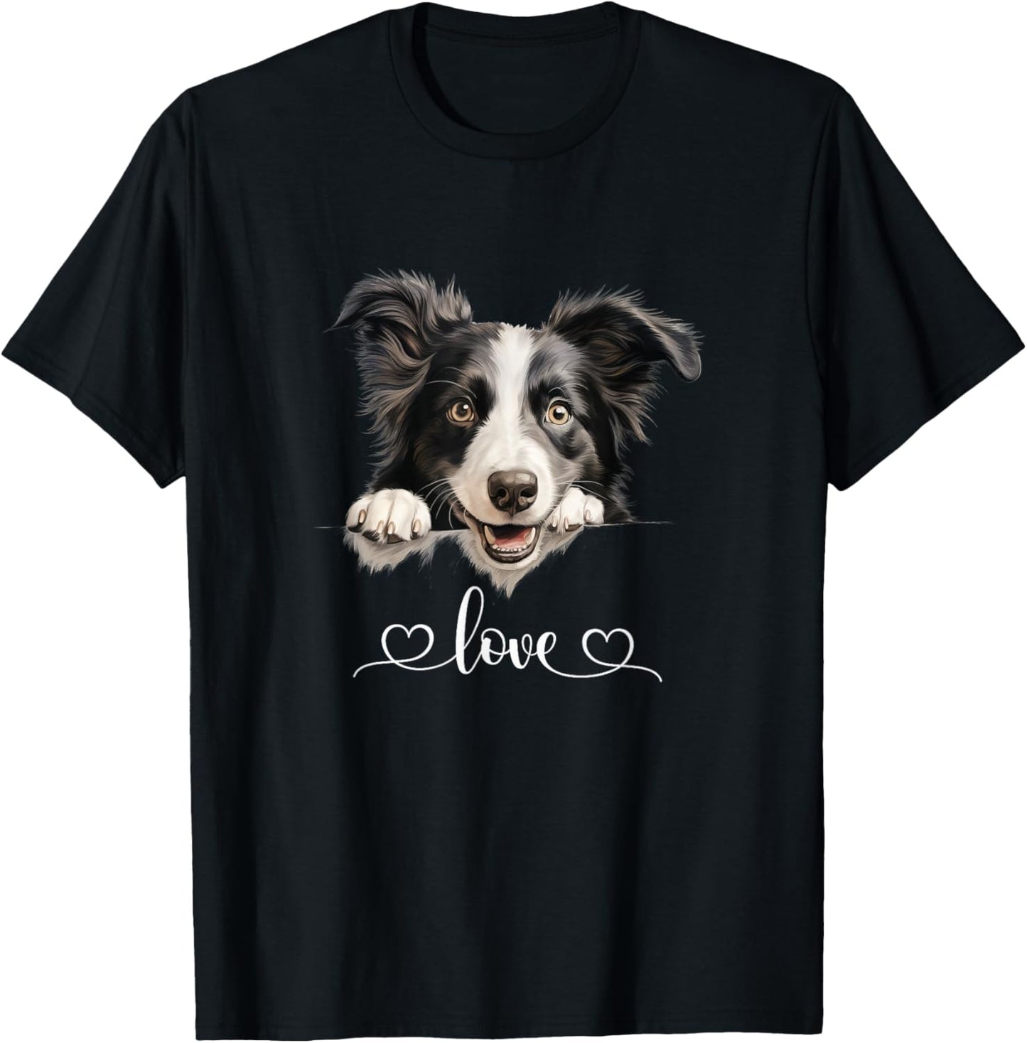 Cute Dog Graphic Love Puppy Border Collie Dog T-Shirt