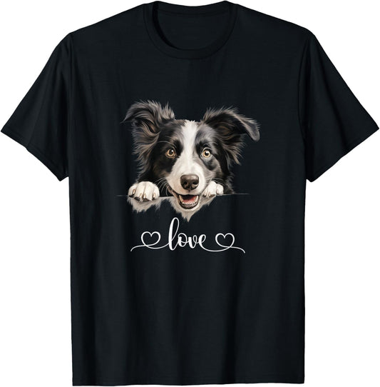 Cute Dog Graphic Love Puppy Border Collie Dog T-Shirt