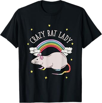 Rainbow Crazy Rat Lady Love Cute Funny Rats Rodent Pet Gifts T-Shirt