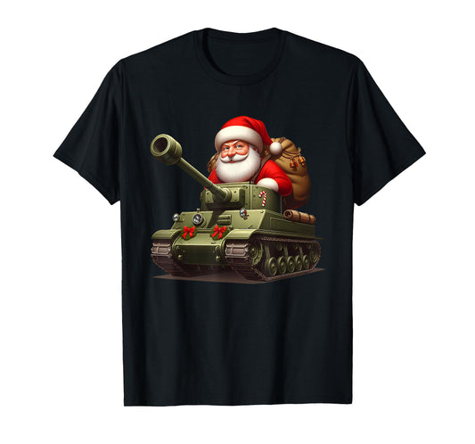 Christmas Santa On A Military Tank, Xmas Tank T-Shirt