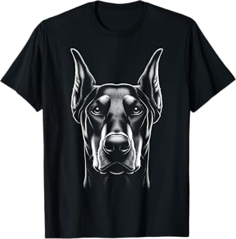 Proud Doberman Head in Photorealistic Drawing Style T-Shirt