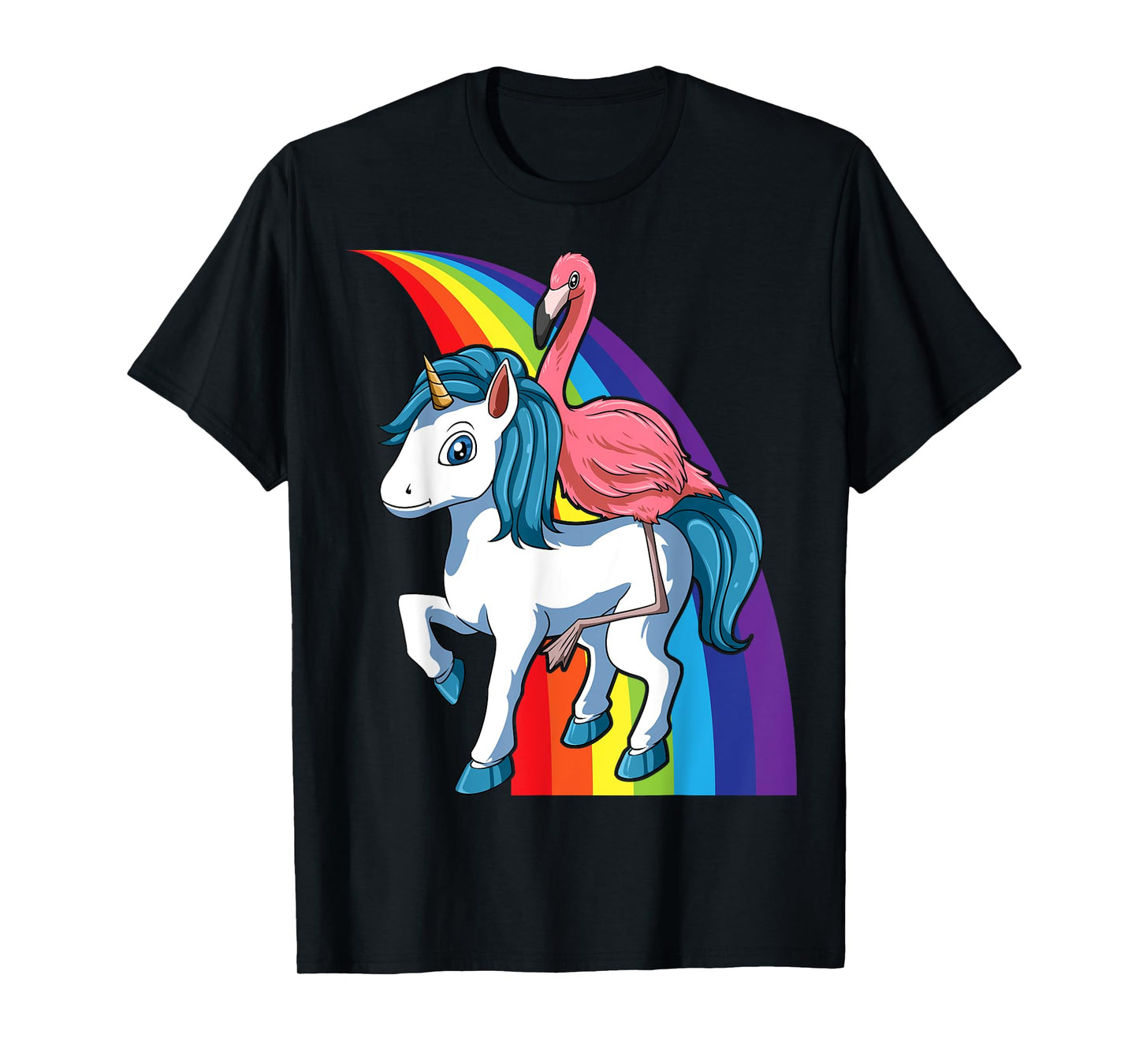 Flamingo Riding Unicorn Rainbow Flamingo Lovers Unicorn T-Shirt