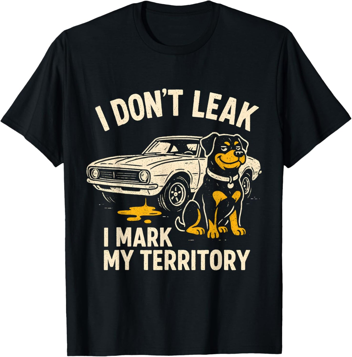 Funny Old Classic Car And Rottweiler Men Women Retro Vintage T-Shirt