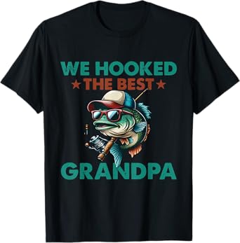 Vintage We Hooked The Best Grandpa Fishing Funny Fathers Day T-Shirt