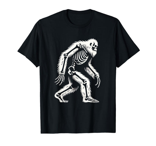Funny Bigfoot Sasquatch Halloween skeleton T-Shirt