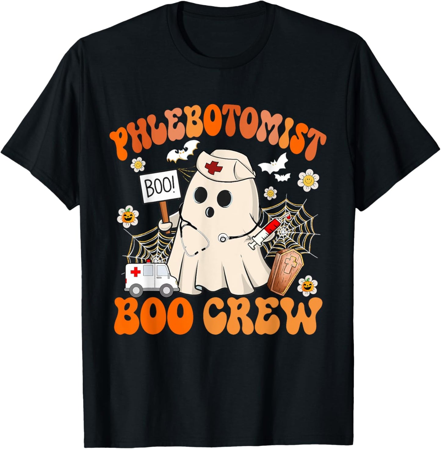 Phlebotomist Boo Crew Funny Ghost Halloween Costumes T-Shirt