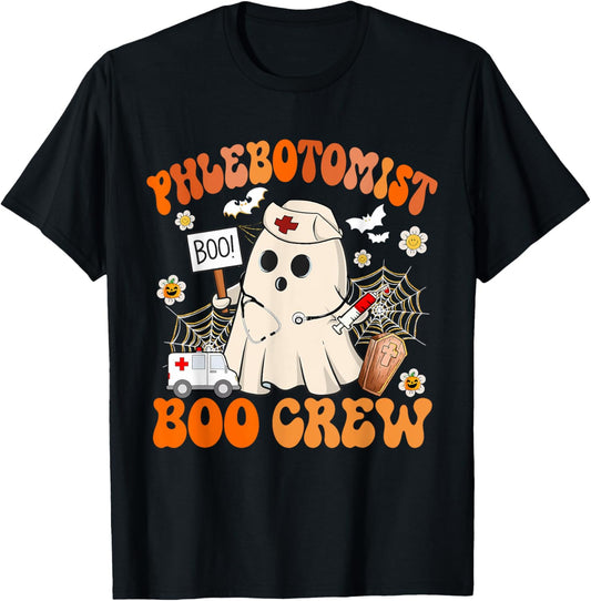 Phlebotomist Boo Crew Funny Ghost Halloween Costumes T-Shirt