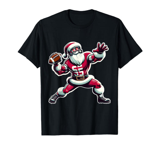 Christmas American Football Player Xmas For Men Boys PJ T-Shirt