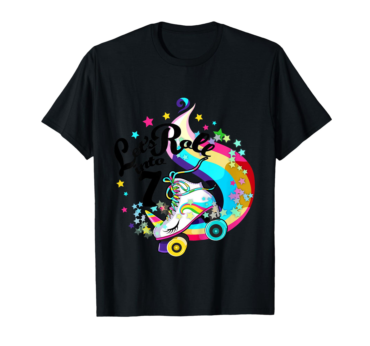7 Year Old Birthday Shirt Girl Roller Skate Unicorn Outfit T-Shirt